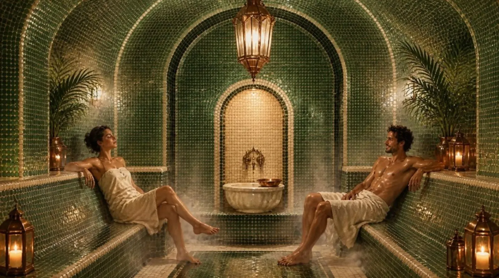 Hammam en mosaïque verte